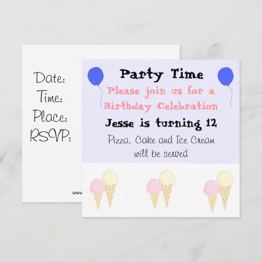 Eiscreme-Cones-Party Einladungen (Vorne/Hinten)