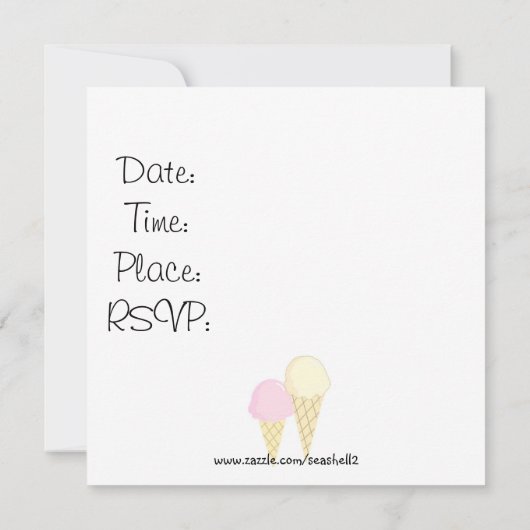 Eiscreme-Cones-Party Einladungen (Rückseite)