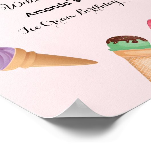 Eiscreme Cones Popsicles Birthday Poster (Ecke)