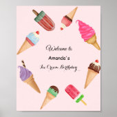 Eiscreme Cones Popsicles Birthday Poster (Vorne)
