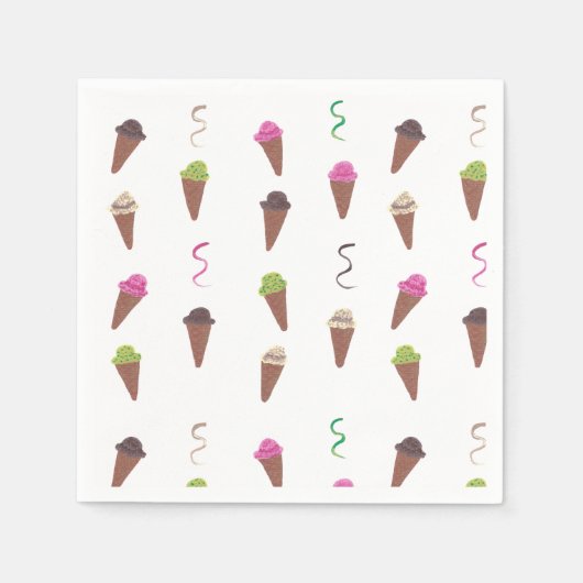 Eiscreme Cones & Ribbons Geburtstagspapier Napkins Serviette (Vorderseite)