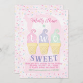 Eiscreme Cones Sprinkles Pastellfarben Rosa 2. Geb Einladung (Vorne/Hinten)