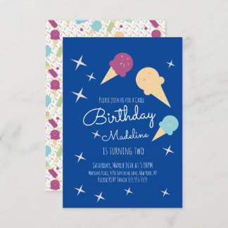 Eiscreme Cones Stars Sommer Geburtstagsparty Einladung