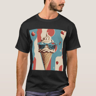 Eiscreme Cool - Retro-Kone mit Schatten des T - Sh T-Shirt