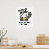 Eiscreme Coom Funny Animal Racoon Pub Poster (Küche)