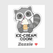 Eiscreme Coon Funny Animal Racoon Pub Aufkleber (Blatt)