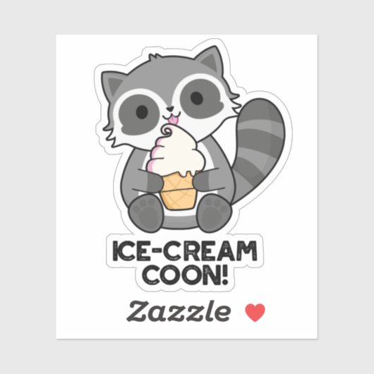 Eiscreme Coon Funny Animal Racoon Pub Aufkleber (Blatt)