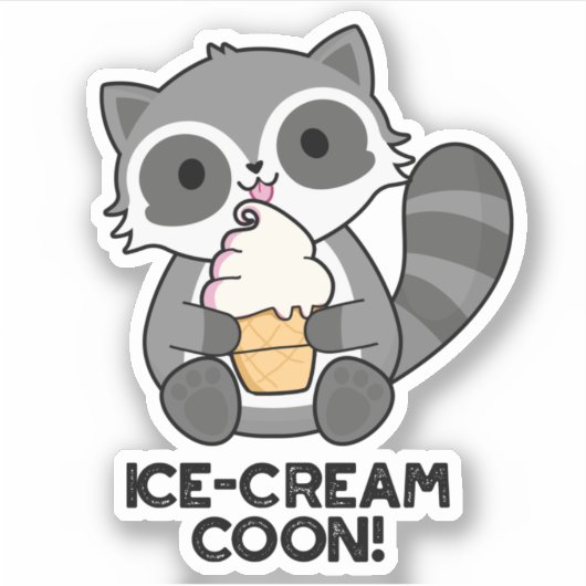 Eiscreme Coon Funny Animal Racoon Pub Aufkleber (Vorderseite)