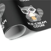 Eiscreme Coon Funny Animal Racoon Pun Dark BG Geschenkpapier (Rolleneckpunkt)
