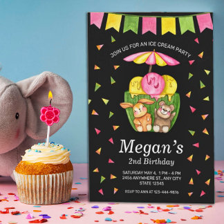 Eiscreme Cup Confetti Geburtstagsparty Einladung