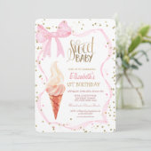Eiscreme Diamonds Rosa Bauch gestreift Geburtstag Einladung (Stehend Vorderseite)