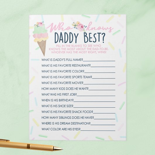 Eiscreme, die Daddy Best Shower Game Pack kennt Notizblock