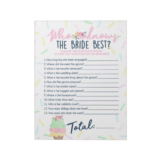 Eiscreme, die das Bride Best Game Pack kennt Notizblock (Rotiert)