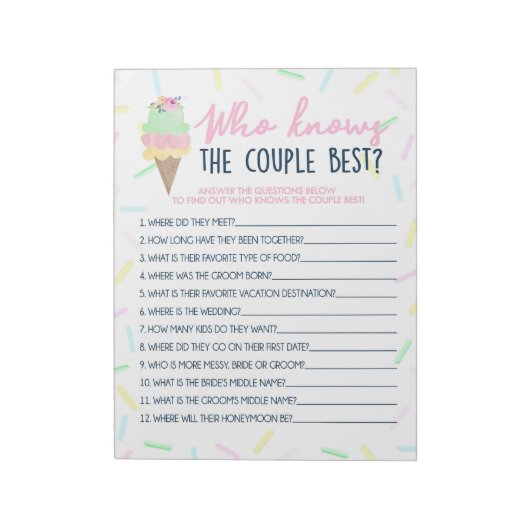 Eiscreme, die das Paar Beste Game Pack kennt Notizblock (Rotiert)