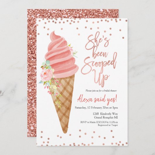 Eiscreme, die sie mit Brautparty-Einladung geschos Einladung (Vorne/Hinten)