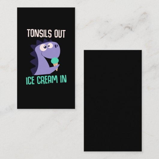 Eiscreme Dinosaurier Tonsils Erholung wird gut Visitenkarte (Vorne/Hinten)