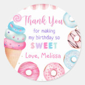 Eiscreme Donut Birthday Classic Round Sticker (Vorderseite)