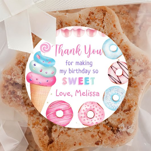 Eiscreme Donut Birthday Classic Round Sticker