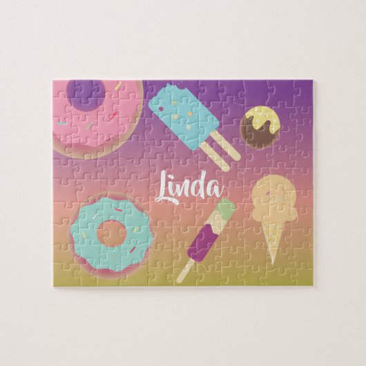 Eiscreme Donut Summer Ombre Rainbow Farbige Kinder Puzzle (Horizontal)