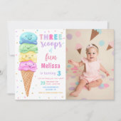 Eiscreme Drei Schotten Spaß Geburtstag Foto Einladung (Vorderseite)