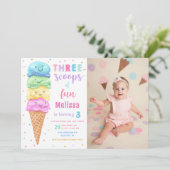 Eiscreme Drei Schotten Spaß Geburtstag Foto Einladung (Stehend Vorderseite)