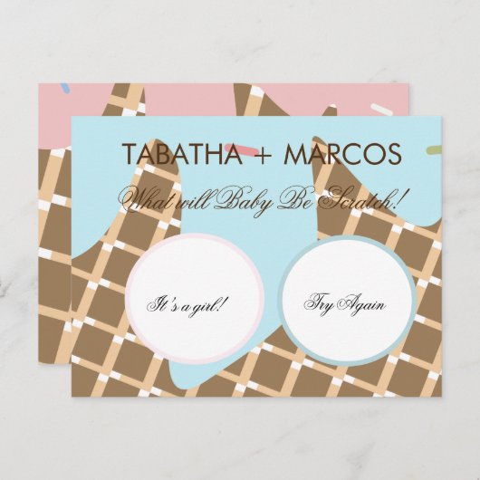 Eiscreme-Dripping Geneal Reveal DIY Scratch Cards Ankündigungspostkarte (Vorne/Hinten)