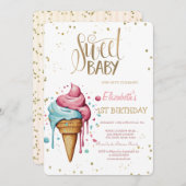 Eiscreme Driving Diamonds Stripe Birthday Einladung (Vorne/Hinten)