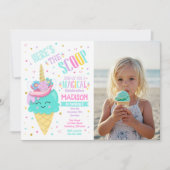 Eiscreme-Einhorn-Magischer Geburtstag Einladung (Vorderseite)