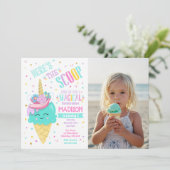 Eiscreme-Einhorn-Magischer Geburtstag Einladung (Stehend Vorderseite)