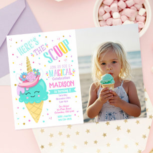 Eiscreme-Einhorn-Magischer Geburtstag Einladung