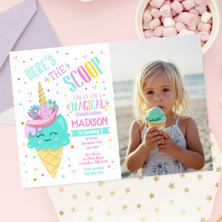 Eiscreme-Einhorn-Magischer Geburtstag Einladung