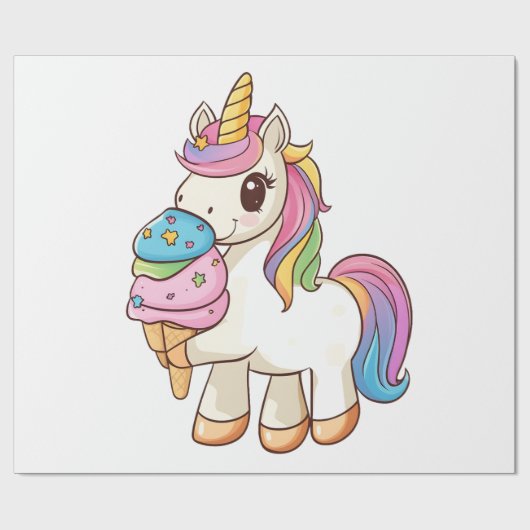 Eiscreme-Einhorn-Wonne (1) Geschenkpapier (Flach)