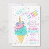 Eiscreme Einicorn Geburtstag Einladung Magisch (Vorderseite)