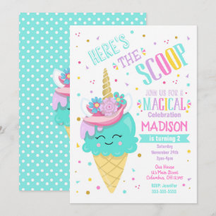 Eiscreme Einicorn Geburtstag Einladung Magisch