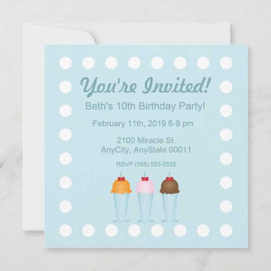 Eiscreme Einladung (Rückseite)