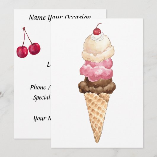 Eiscreme Einladung (Vorne/Hinten)
