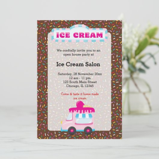 Eiscreme Einladung (Stehend Vorderseite)