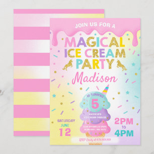 Eiscreme Einladung Einhorn Eiscreme Party