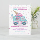 Eiscreme Einladung Pink Truck Birthday Einladung (Stehend Vorderseite)