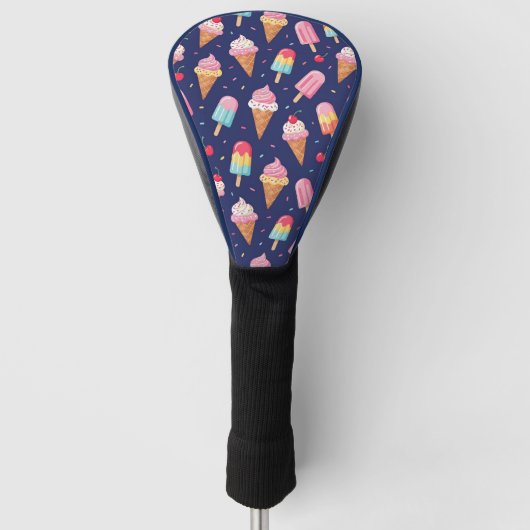 Eiscreme, Eis am Stiel und Kirschen Muster Golf Headcover (Vorderseite)