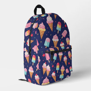 Eiscreme-, Eis- und Kirschenmuster Bedruckter Rucksack