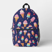 Eiscreme-, Eis- und Kirschenmuster Bedruckter Rucksack (Vorderseite)