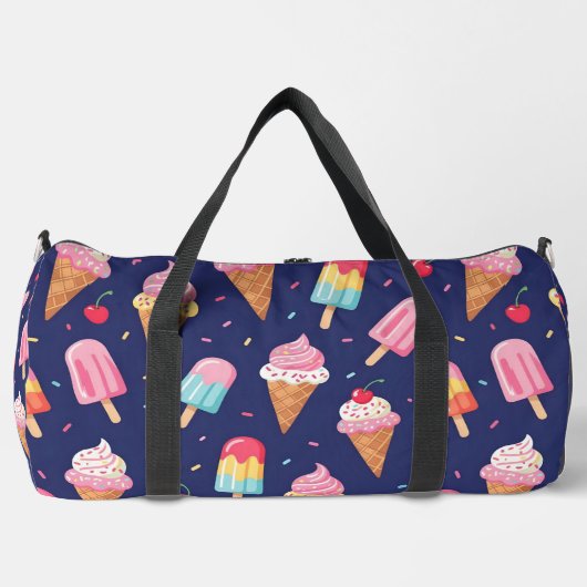 Eiscreme-, Eis- und Kirschenmuster Duffle Bag (Vorderseite)