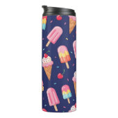 Eiscreme-, Eis- und Kirschenmuster Thermosbecher (Nach rechts gedreht)