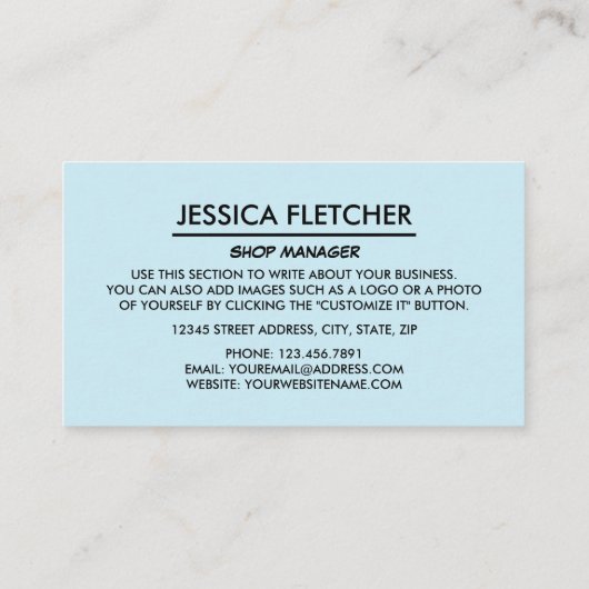 Eiscreme, Eiscreme Visitenkarte (Rückseite)