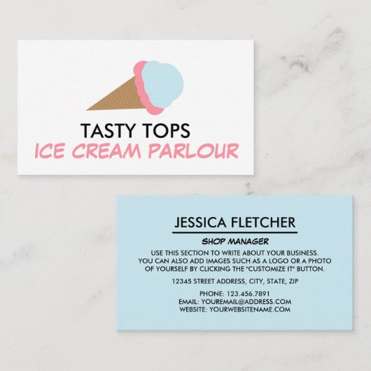 Eiscreme, Eiscreme Visitenkarte (Vorne/Hinten)