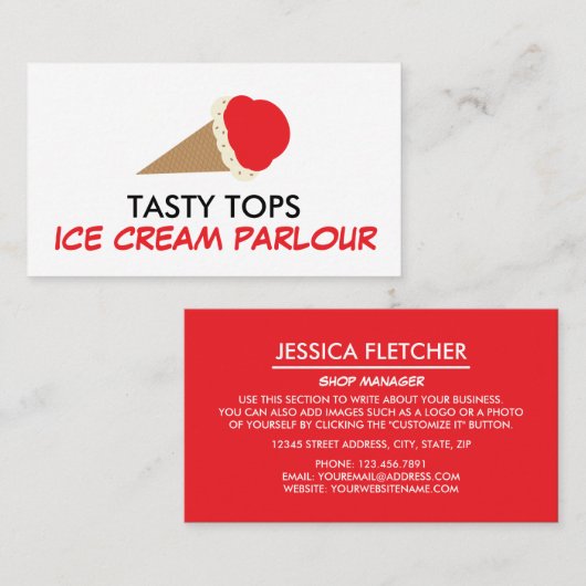 Eiscreme, Eiscreme Visitenkarte (Vorne/Hinten)