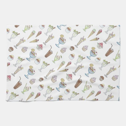 Eiscreme-Eiscremebecher-Collage Küchentuch (Horizontal)
