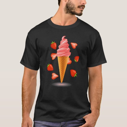 Eiscreme Erdbeere für Mädchen und Frauen T-Shirt (Vorderseite)