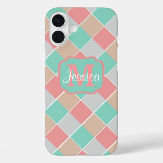 Eiscreme-Farben Kariert Personalisiert Case-Mate iPhone Hülle (Rückseite)
